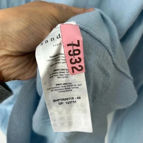 Sandro Paris blue  merino wool sweater - Picture 8 of 12